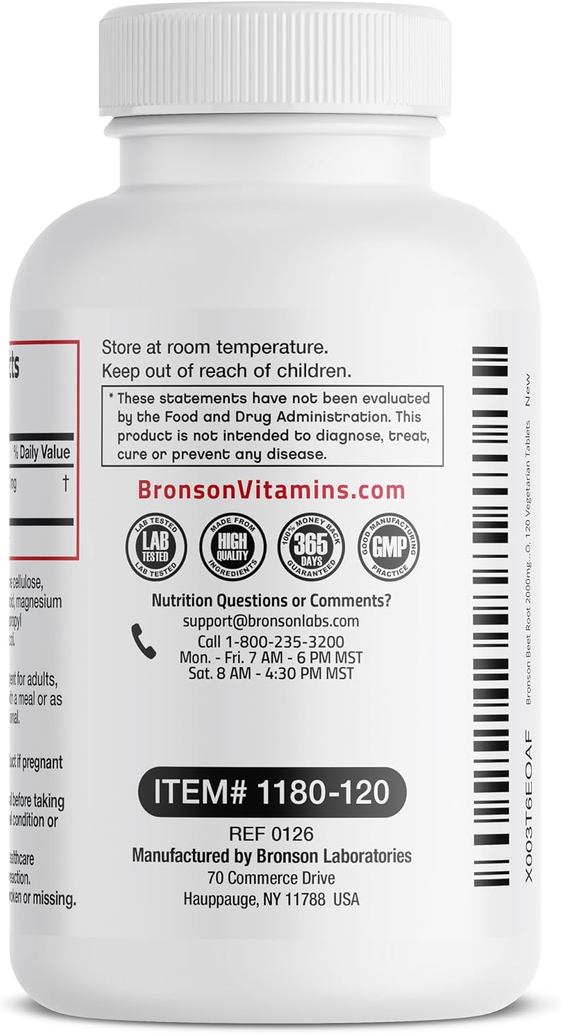 Bronson Beet Root Extra Strength, Sin OGM, 120 Comprimidos Vegetales