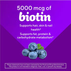 Vitafusion Biotina Extra Fuerte Gomitas, Sabor Arándano, 5000 mcg, 100 unidades