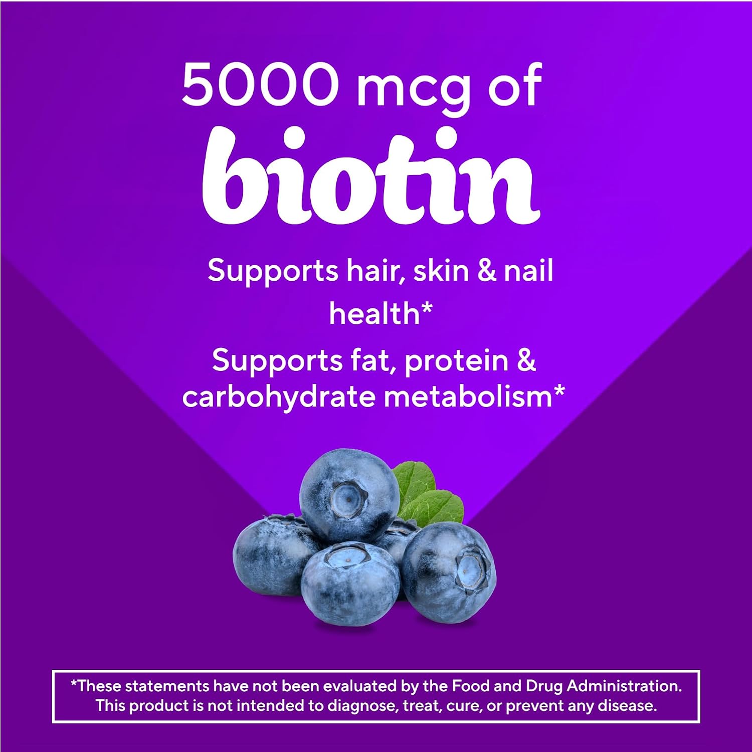 Vitafusion Biotina Extra Fuerte Gomitas, Sabor Arándano, 5000 mcg, 100 unidades