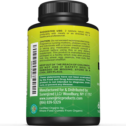 Sunergetic Premium USDA Organic Greens Superfood Tablets – 60 Comprimidos de Superalimentos Verdes Orgánicos – Image 3