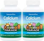NaturesPlus Animal Parade Calcium, Vanilla Flavor - 135 Animal-Shaped Chewable Tablets (2-Pack) - Vegan, Gluten-Free