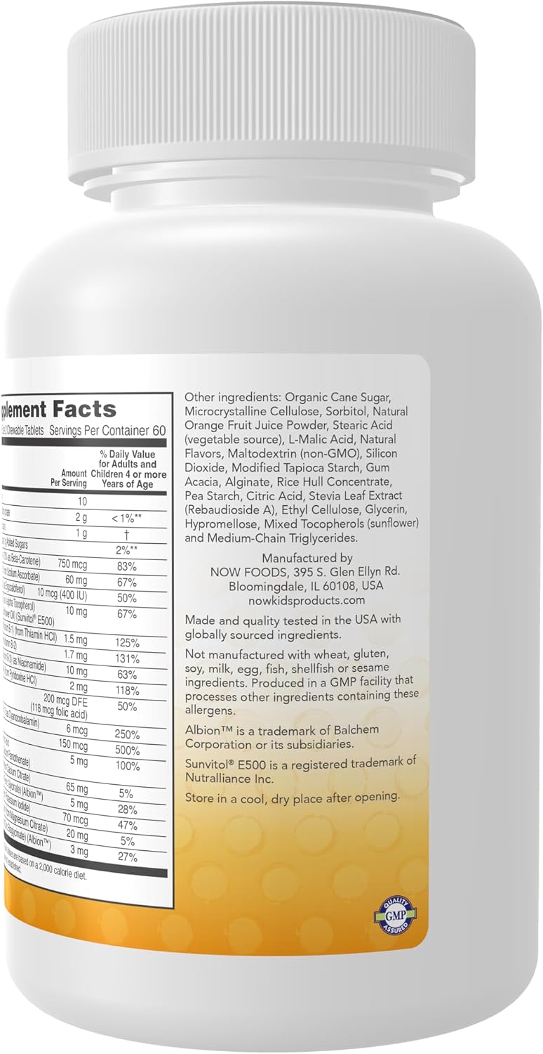 NOW Foods Kid Vits Multivitamínico Infantil, Naranja, 120 Comprimidos Masticables