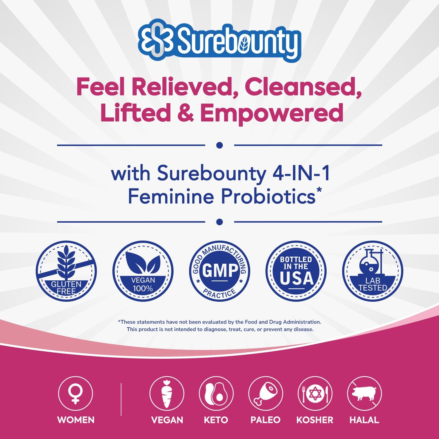 Probióticos para Mujeres, 120 mil millones UFC, 34 cepas, Prebióticos, Enzimas Digestivas, Arándano rojo, 4-en-1 Probiótico Femenino, Apoyo Digestivo, Vaginal e Inmunológico, 30 cápsulas