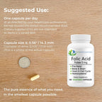 Ácido Fólico 5mg (B9) - Complemento Prenatal y Salud Cardiovascular - 100 Cápsulas Veganas