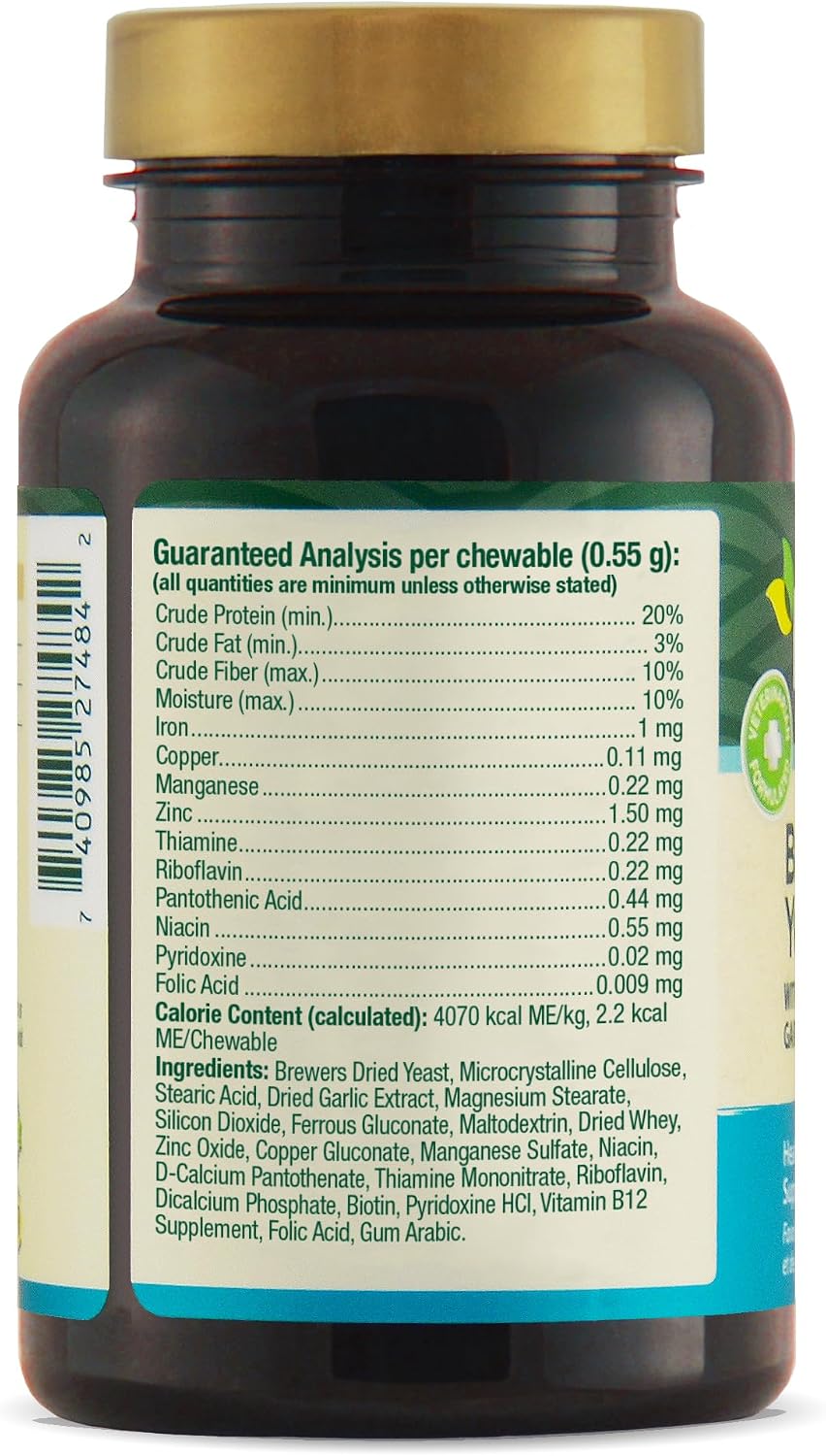 PetNC Natural Care Levadura de Cerveza para Perros – Piel y Pelaje, 250 Masticables