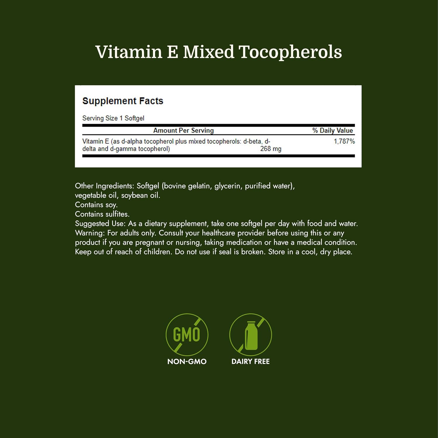 Swanson E-400 Mixed Tocopherols - Antioxidant Supplement to Support Heart Health* - Contains D-Alpha Tocopherol - Non-GMO - 250 Softgels