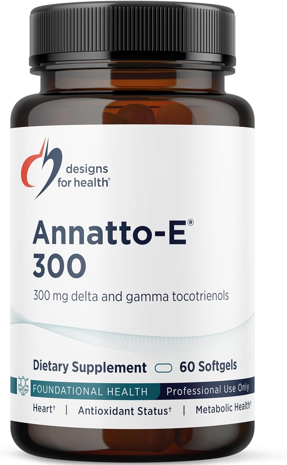 Designs for Health Annatto-E 300 mg Tocotrienols - DeltaGold Vitamin E Complex Supplement with Delta + Gamma Tocotrienols - Cardiovascular, Healthy Aging + Antioxidant Support - Non-GMO (30 Softgels)