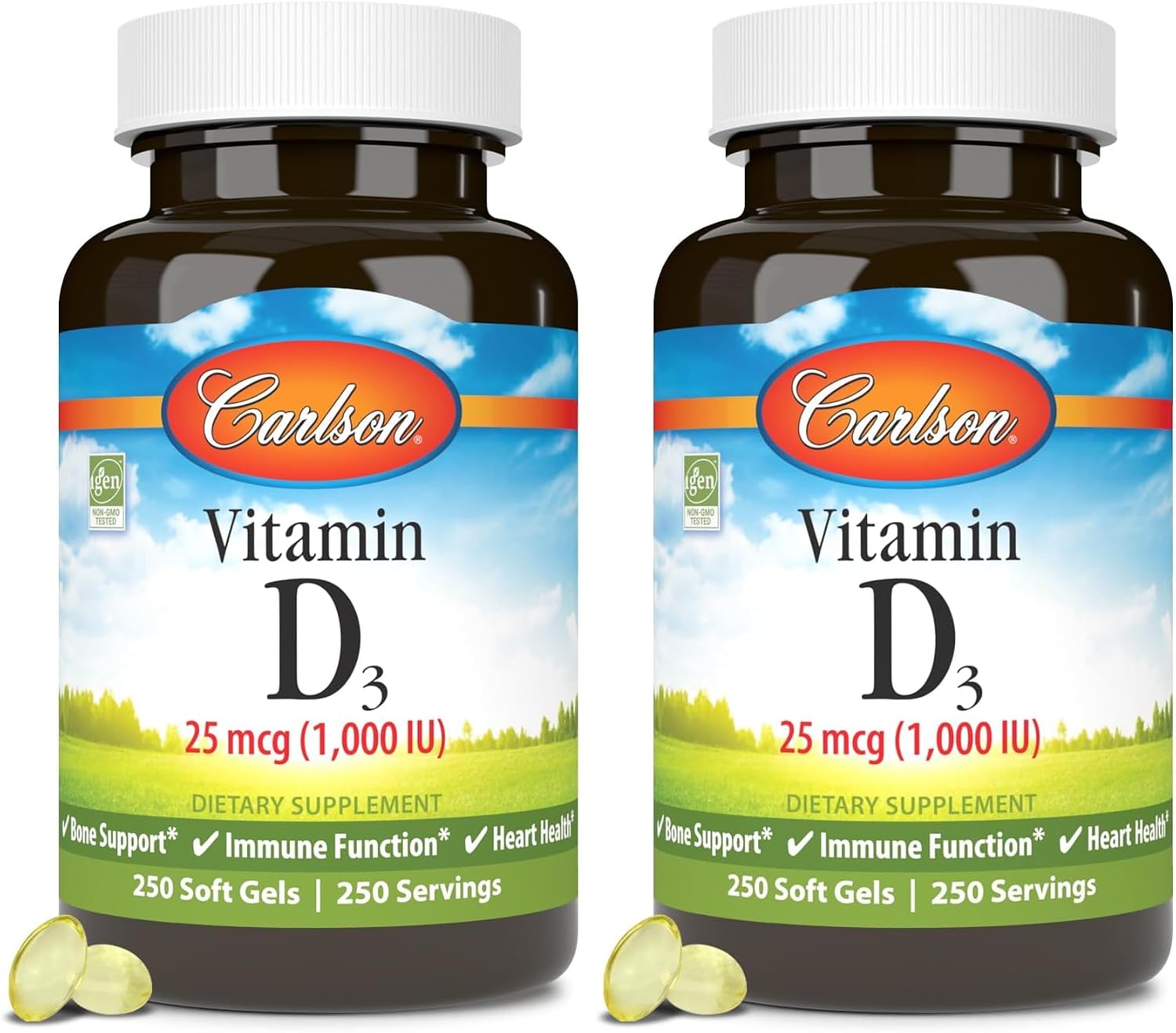 Carlson Vitamina D3 1000 UI (25 mcg) - 250 Cápsulas Blandas