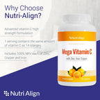 Nutri-Align Mega Vitamin C - 120 Cápsulas de Vitamina C 1000mg con Zinc, Hierro y Cobre
