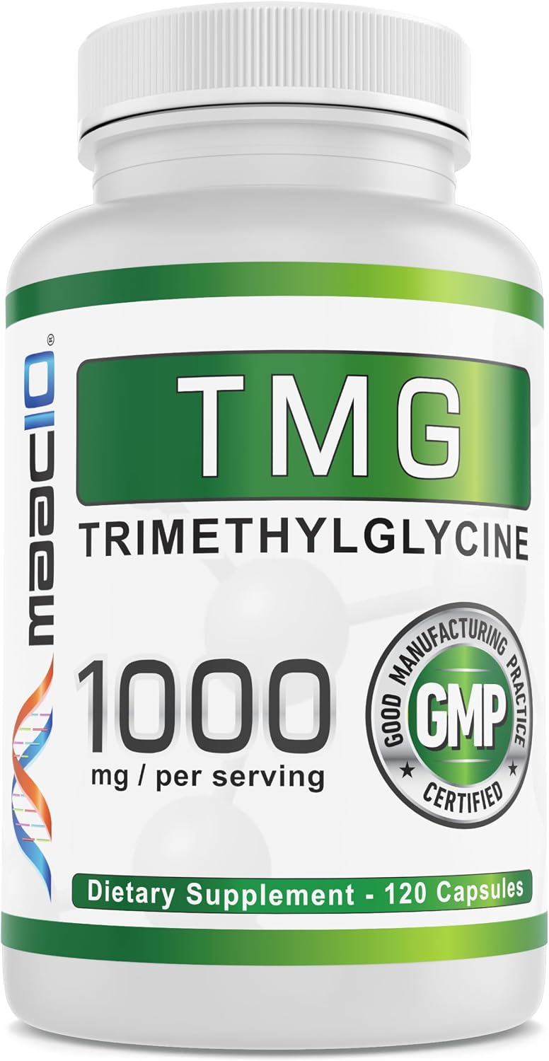 MAAC10 TMG 1000mg - Suplemento de Trimetilglicina (Betaína Anhidra) - Apoyo a la Metilación y Metabolismo de la Homocisteína - 120 Cápsulas