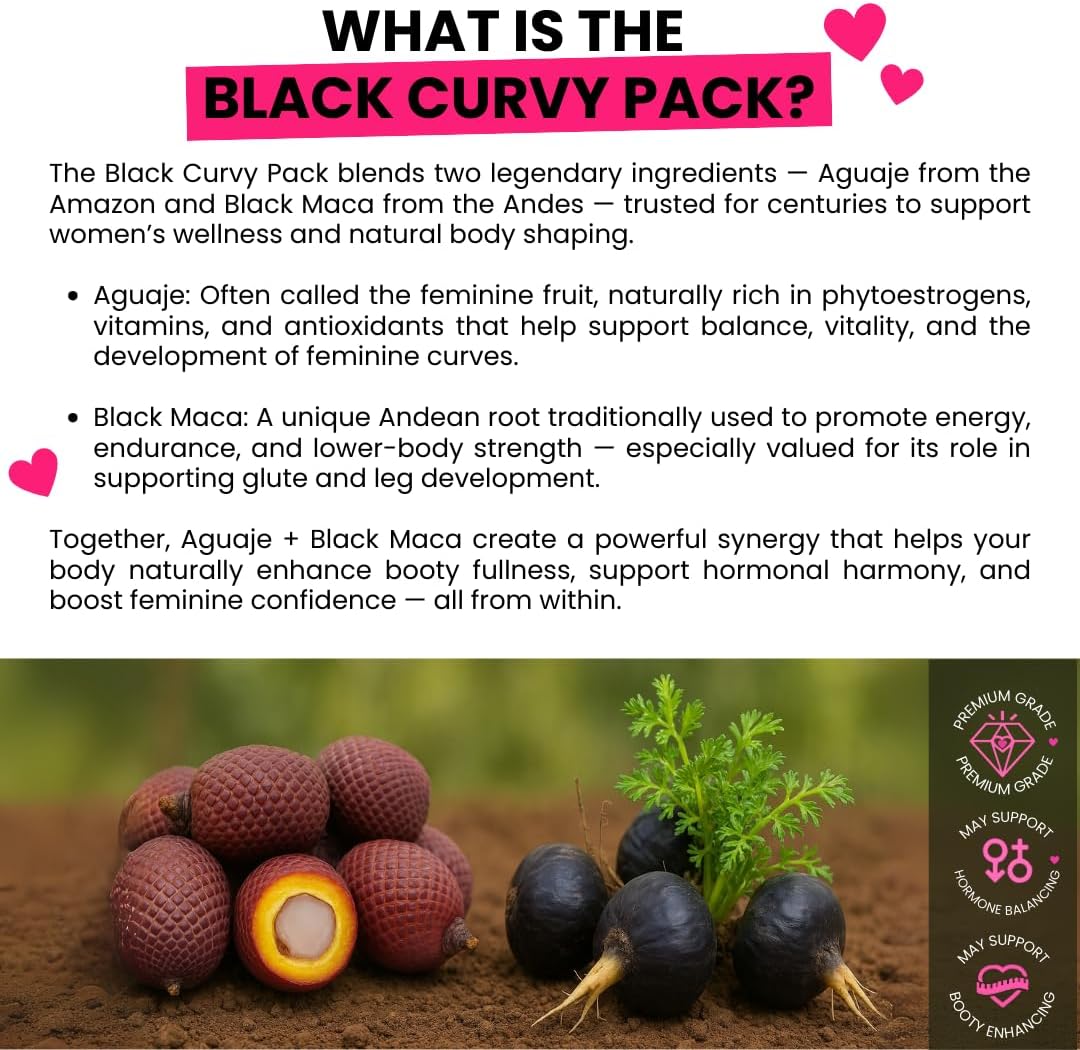 Aguaje y Maca Negra en Cápsulas para Mujer - Pack Curvy Negro - Curvy Fruit