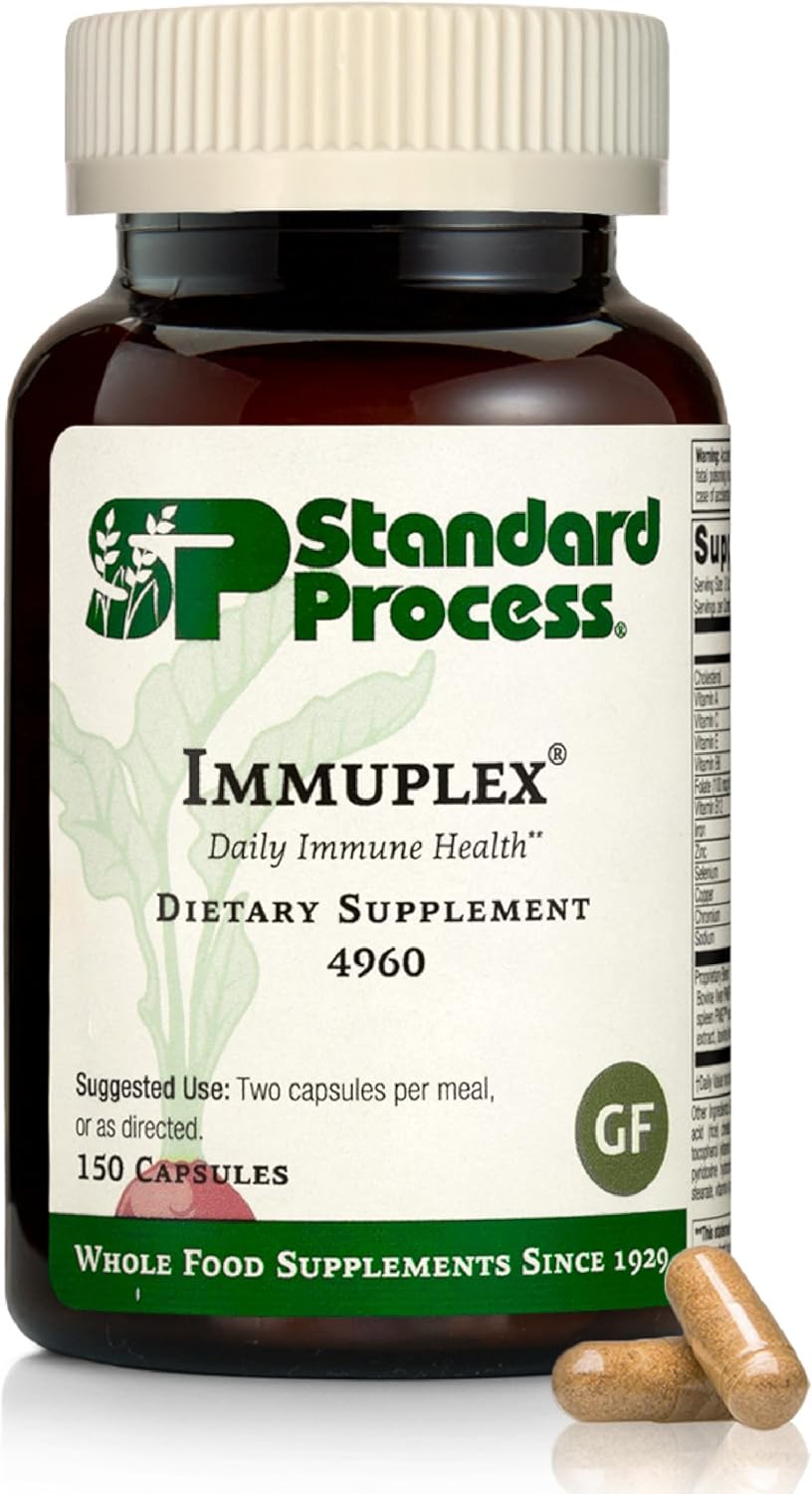 Standard Process Immuplex - 150 Capsules, Daily Immune Support with Folate, Iron, Vitamin C and Vitamin A