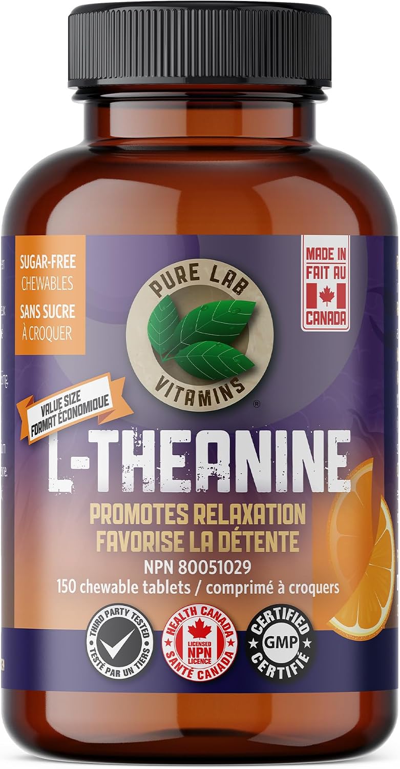 Pure Lab Vitamins - L-Teanina 125mg, 150 Comprimidos Masticables
