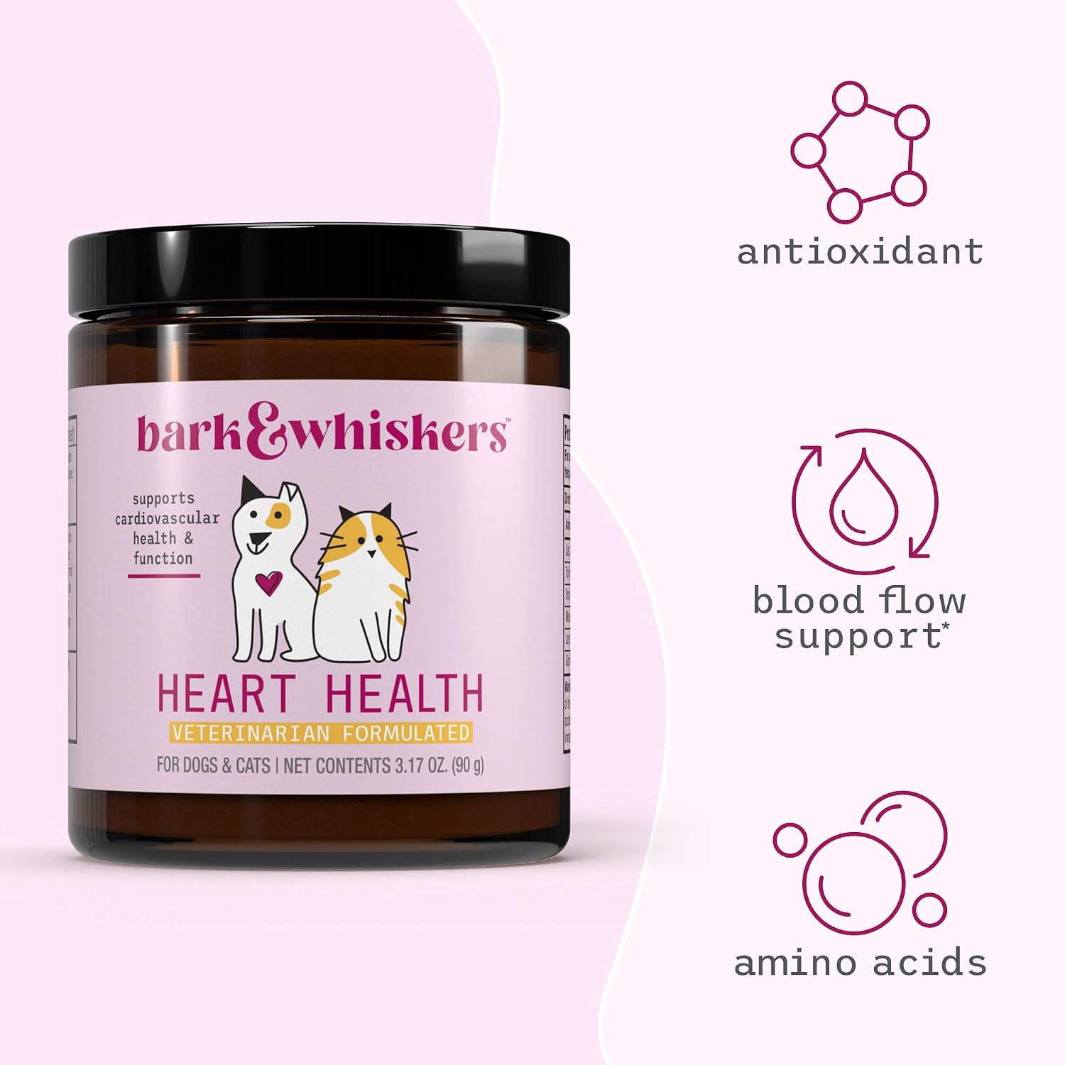 Bark & Whiskers Heart Health: Apoyo Cardiovascular para Perros y Gatos (90 dosis)