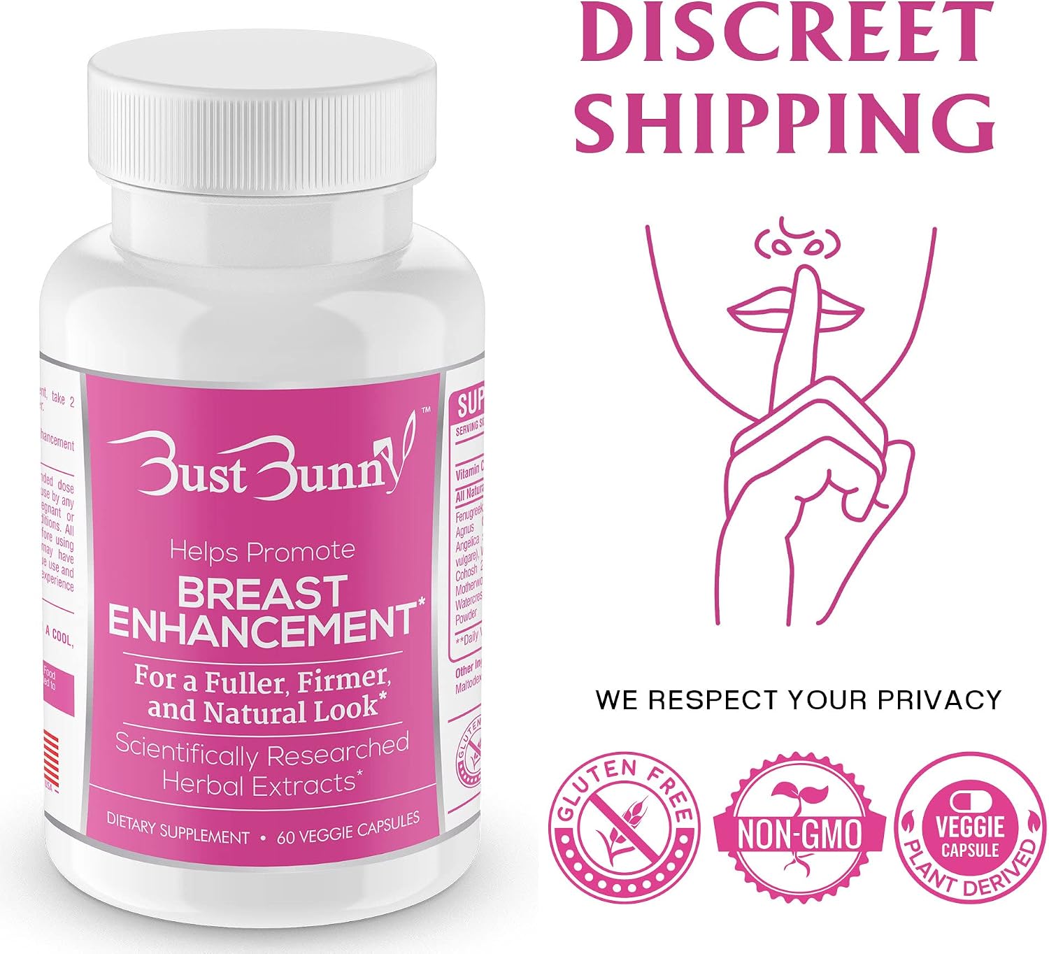 Bust Bunny - Complemento Alimenticio para el Aumento de Pecho con Vitamina C y Hierbas (12 Meses de Suministro)