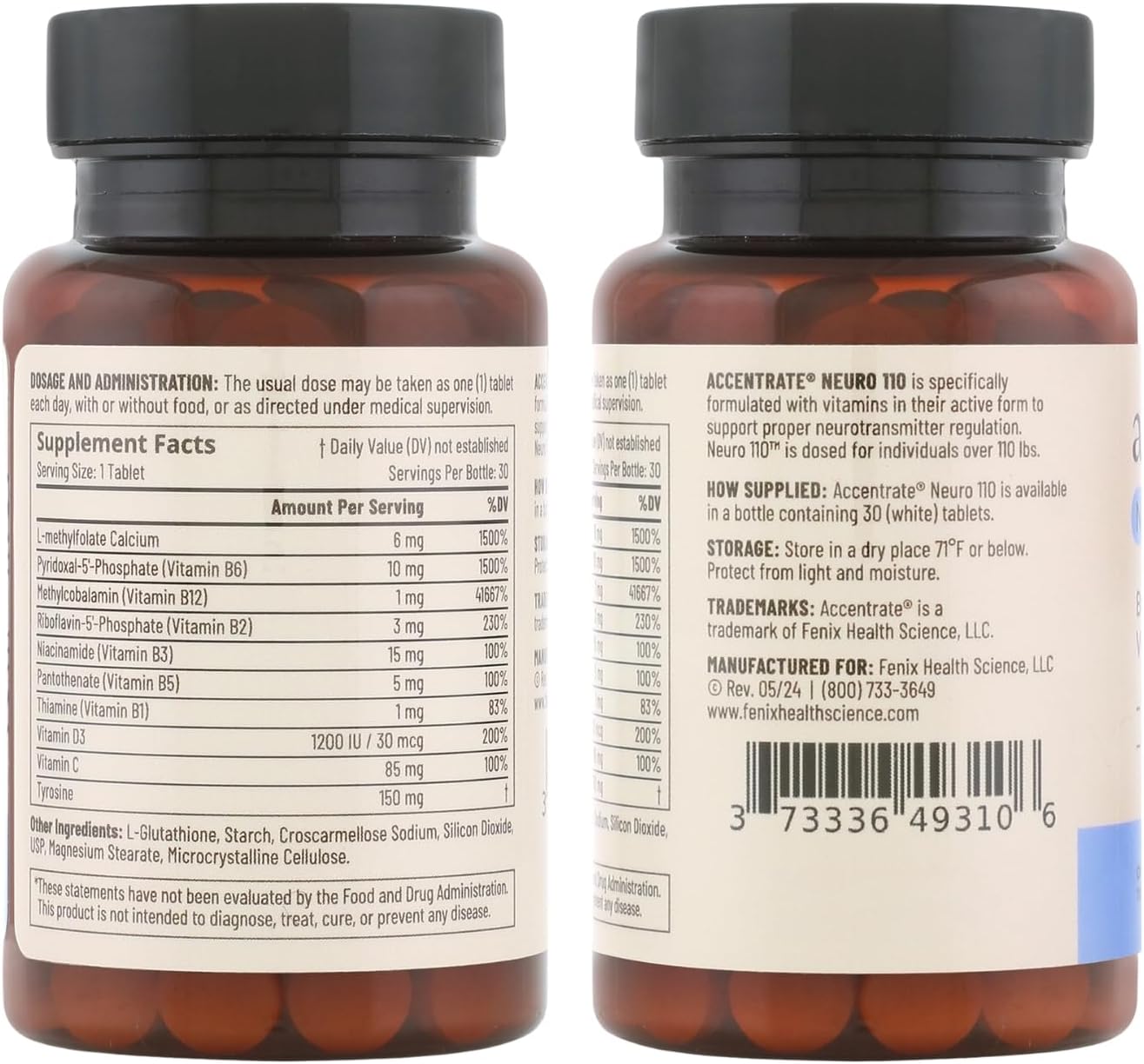 Neuro 110 - Complejo de Vitamina B Completo con Metilfolato y Metilcobalamina | 30 Comprimidos