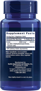 Life Extension Folato Optimizado de Alta Potencia – L-metilfolato – 8500 mcg DFE – Sin Gluten, No-GMO, Vegetariano – 30 Comprimidos