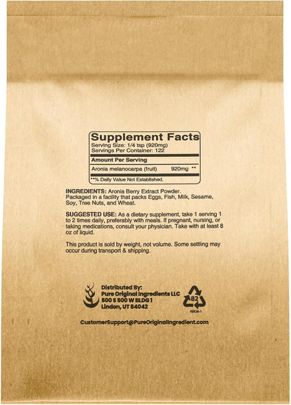 PURE ORIGINAL INGREDIENTS Polvo de Aronia (113 g) - Extracto de Fruta Puro, Sin Aditivos ni Rellenos – Image 2