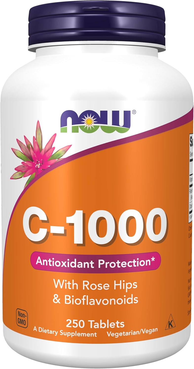 NOW Foods, Vitamin C-1000 with Rose Hips & Bioflavonoids, 250 Tablets