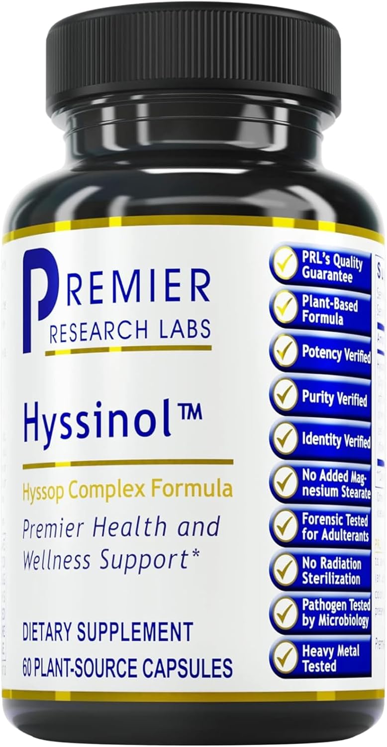 Premier Research Labs Hyssinol - Cápsulas de Hisopo con Té Verde, 60 Cápsulas Vegetales