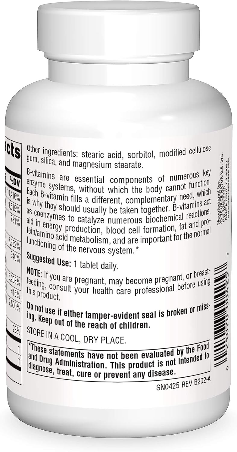 Source Naturals B-125, 125 mg B-Vitamins for Energy Production Support - 60 Tablets