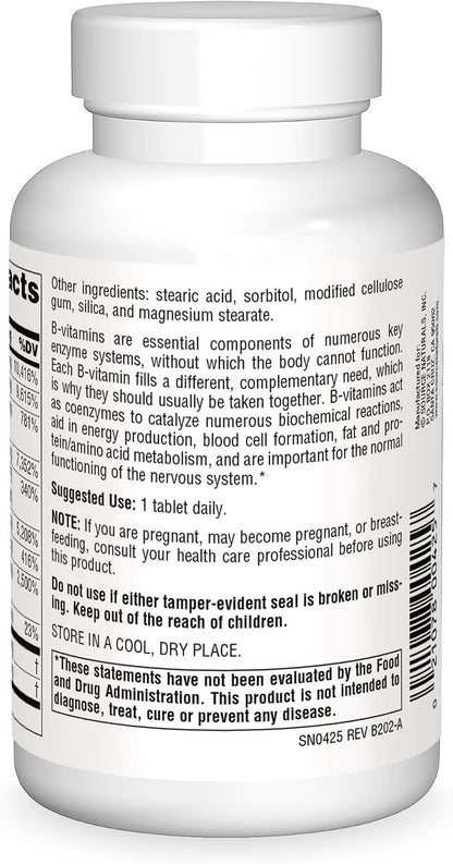 Source Naturals B-125, 125 mg de Vitaminas B para el Apoyo a la Producción de Energía - 60 Comprimidos – Image 2