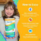 FIRST DAY Kids Multivitamin Gummies - Gominolas multivitamínicas infantiles, fresa y naranja, 60 días