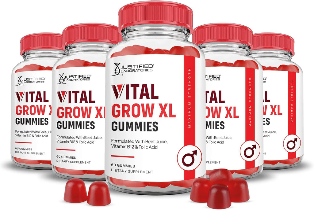 Justified Laboratories Vital Grow XL Gominolas de Vinagre de Manzana con Vitamina B12 - 1000 mg - Pack de 5 (150 porciones)
