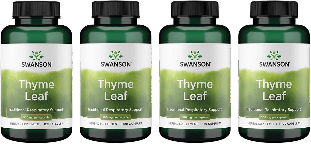 Swanson Hojas de Tomillo - Suplemento Herbal, 500 mg, 120 Cápsulas (Paquete de 4)