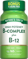 Nature's Truth Complejo B con B12 - 165 Tabletas Veganas No-GMO
