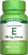Nature's Truth Vitamina E 200 UI, 100 Cápsulas Blandas - Sin Gluten y No Transgénico