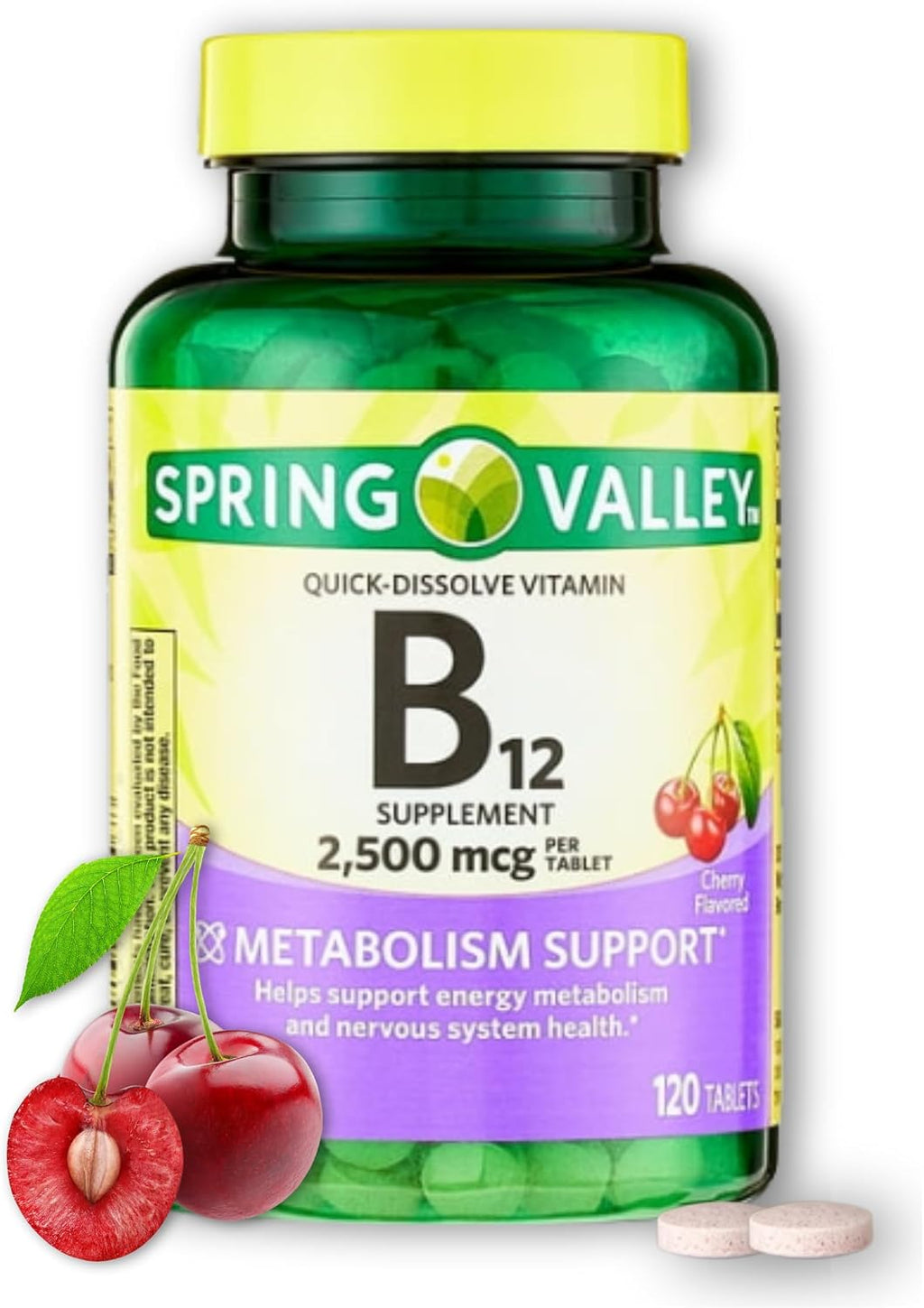 Vitamina B12 2500mcg Comprimidos Sublinguales Sabor Cereza – 120 Comprimidos