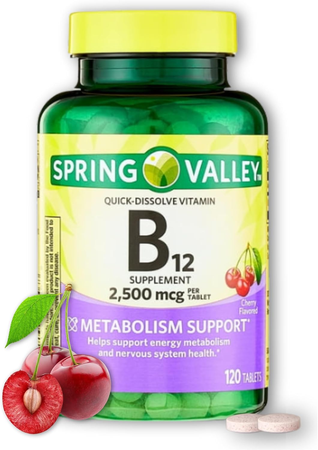 Vitamina B12 2500mcg Comprimidos Sublinguales Sabor Cereza – 120 Comprimidos