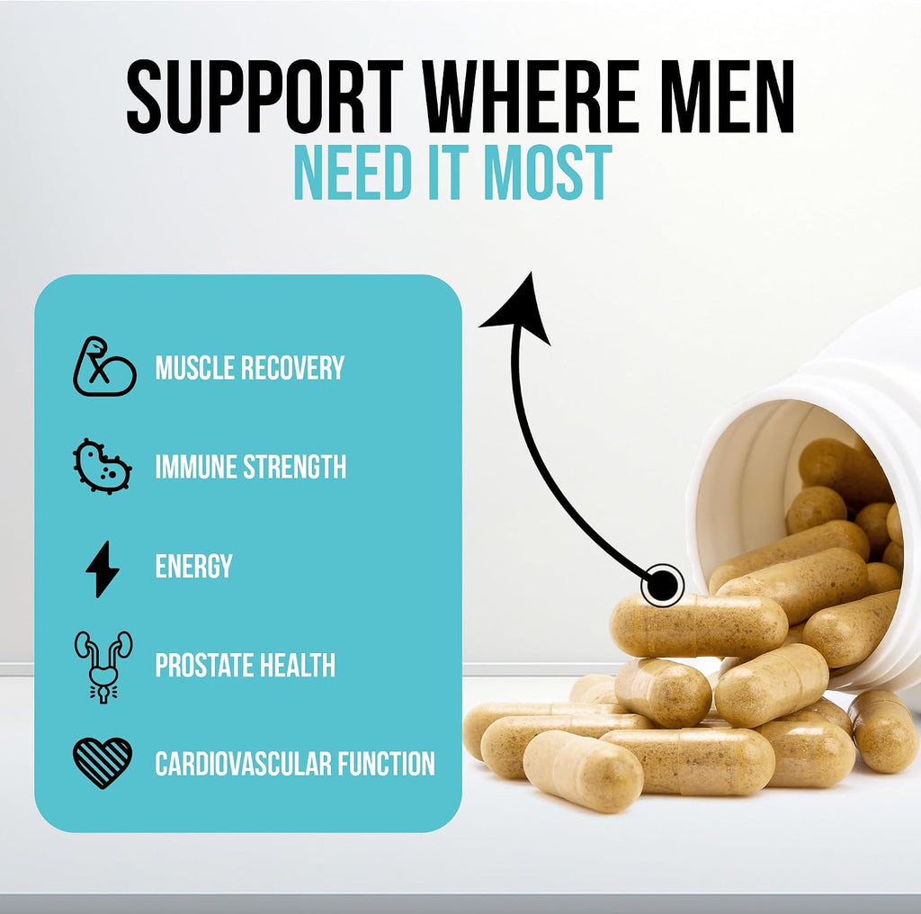 Wound Care Plus Men's Multivitamin – Mezcla completa de vitaminas y minerales con vitaminas A, B, C, D, E, zinc – 60 cápsulas – Sin gluten, no GMO