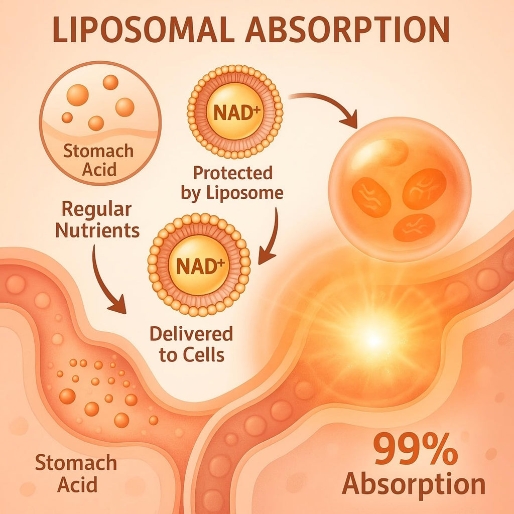 LIGUSTERI 1500 mg NAD+ Liposomal con TMG, 98%+ Absorción, Suplemento para Energía Celular y Longevidad, 60 Cápsulas Blandas