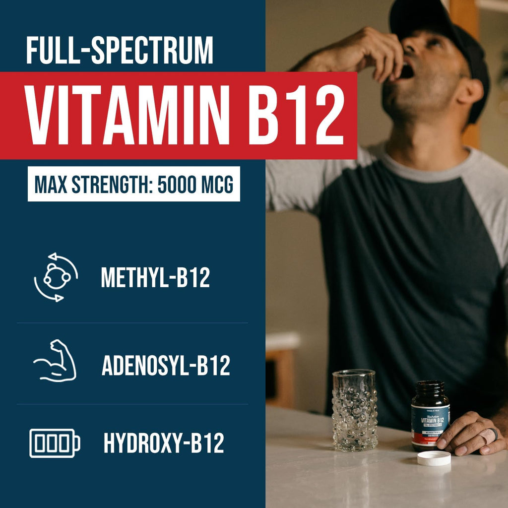 Triquetra Health BioActive Vitamin B12 - 5000 mcg con 3 Formas Bioactivas y Metilfolato