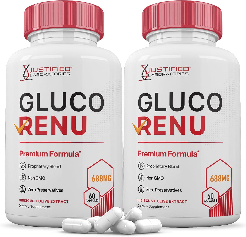 Gluco Renu 688 mg - Apoyo glucémico con hierbas - 300 cápsulas (5 envases)