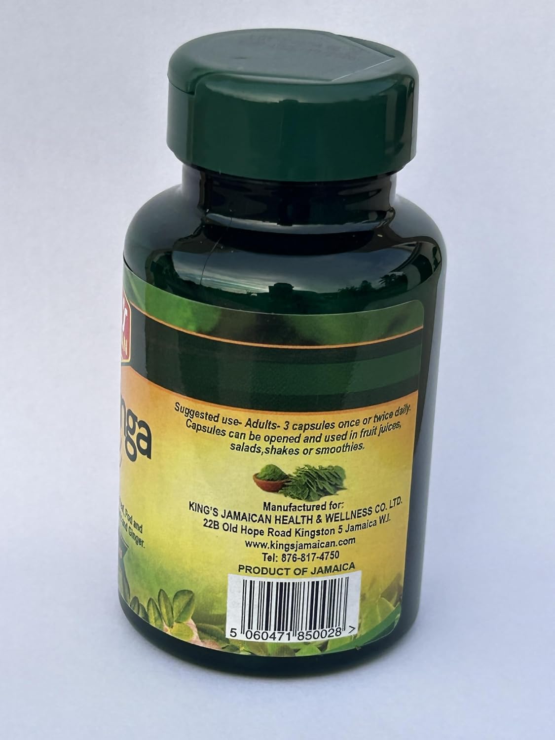 Jamaican Moringa Capsules – 100% Natural Ingredients – 90 Cápsulas, 500mg – con Cúrcuma & Jengibre
