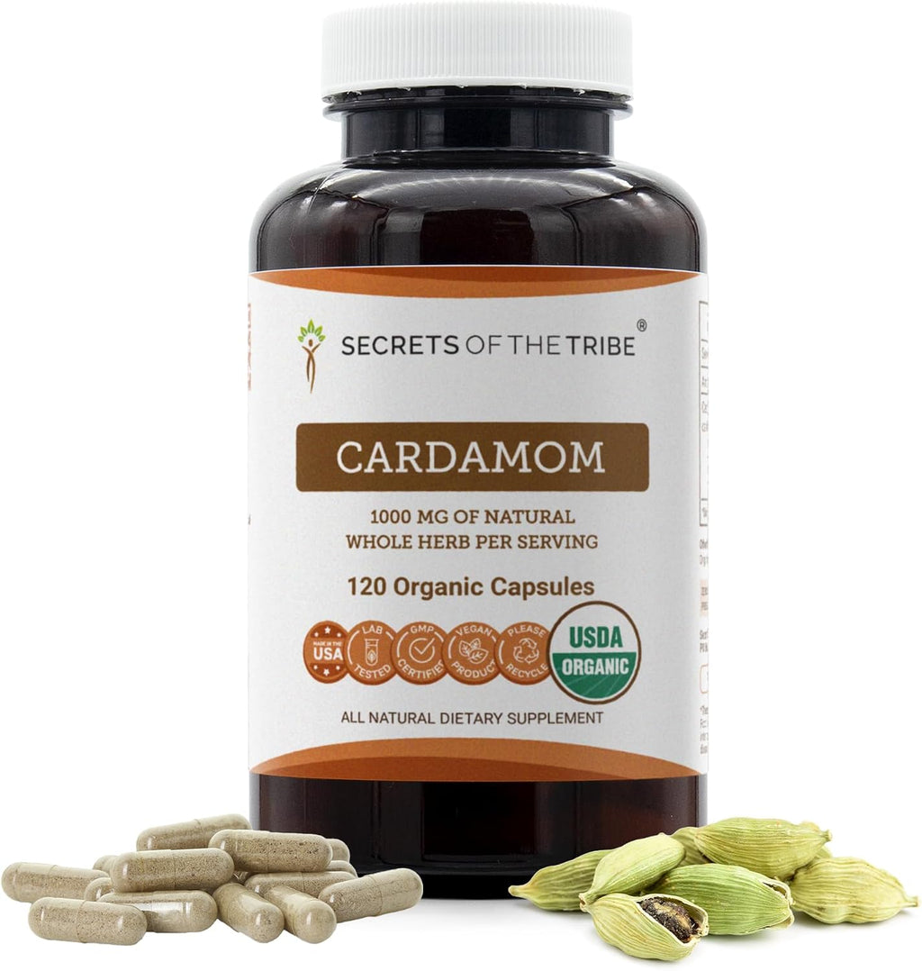 Secrets of the Tribe Cardamomo Orgánico en Cápsulas - 60 Cápsulas Vegetarianas