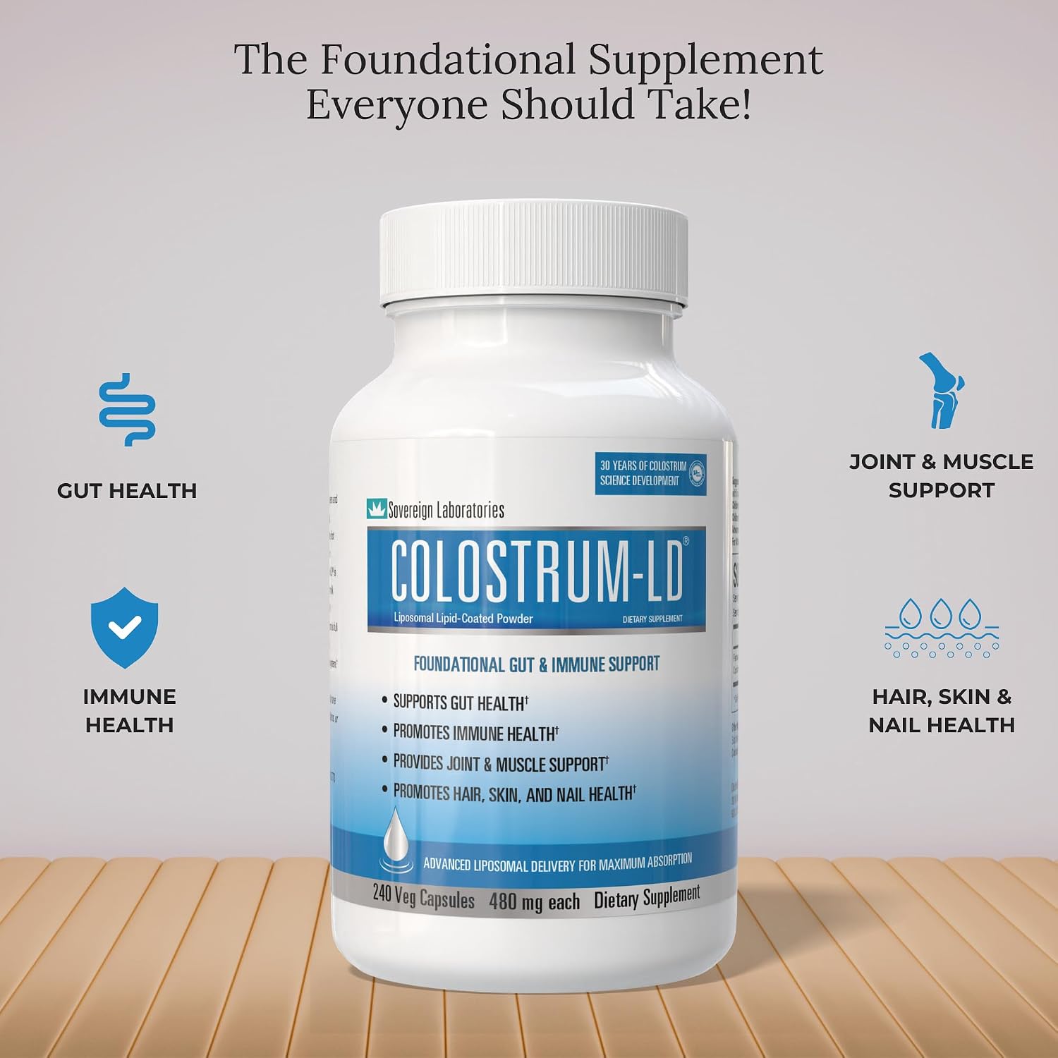 Colostrum-LD Cápsulas | Entrega Liposomal, Máxima Absorción 120 Cápsulas