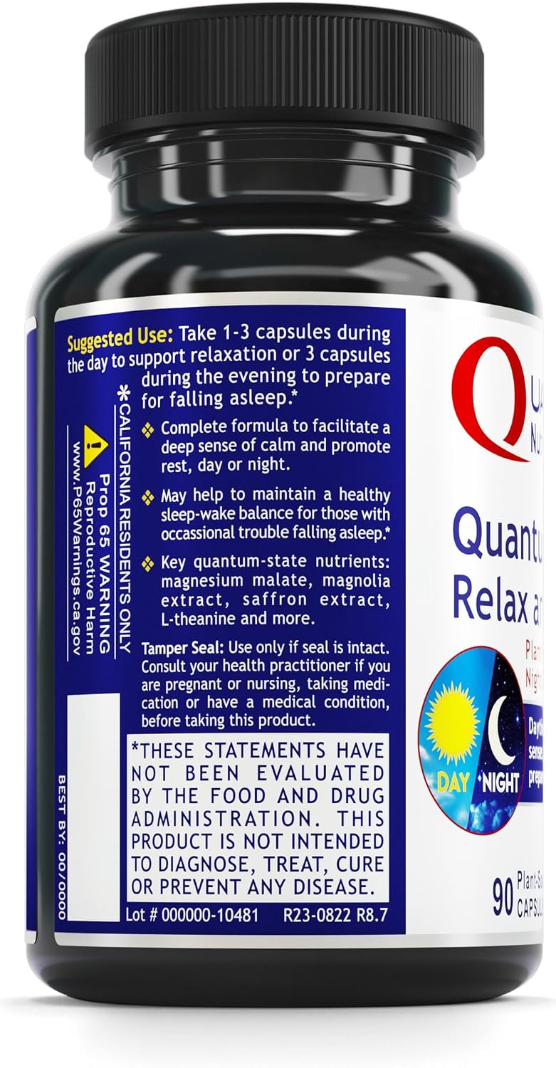 Quantum Relax and Slumber - Sleep Supplement with Magnesium Malate and L-Theanine, 90 capsules
