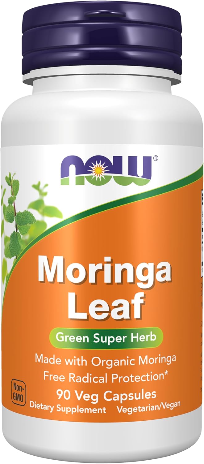 NOW Foods, Hoja de Moringa Orgánica, 90 Cápsulas Vegetales