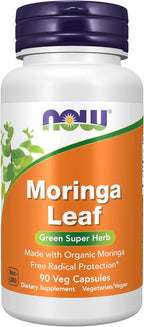 NOW Foods, Hoja de Moringa Orgánica, 90 Cápsulas Vegetales