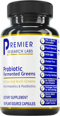 Premier Research Labs Probiotic Fermented Greens - Super Greens Fermentados con Probióticos, 150 Cápsulas