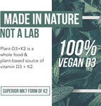 Organic Plant D3 + K2 | 10.000 UI D3 + 120 mcg K2 (All-Trans MK7 de MenaQ7®) | 60 Servicios