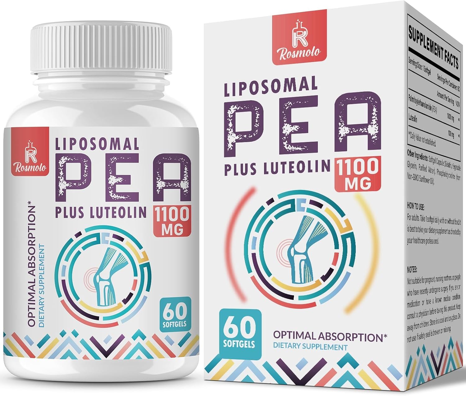 Palmitoiletanolamida Liposomal 1000 mg + Luteolina 100 mg, 60 Cápsulas blandas