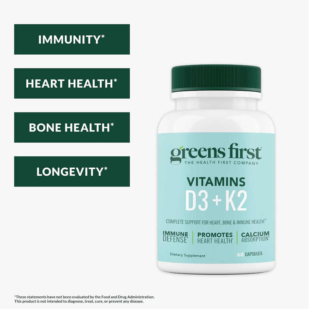 Greens First Vitamina D3+K2 - 60 Cápsulas Vegetales