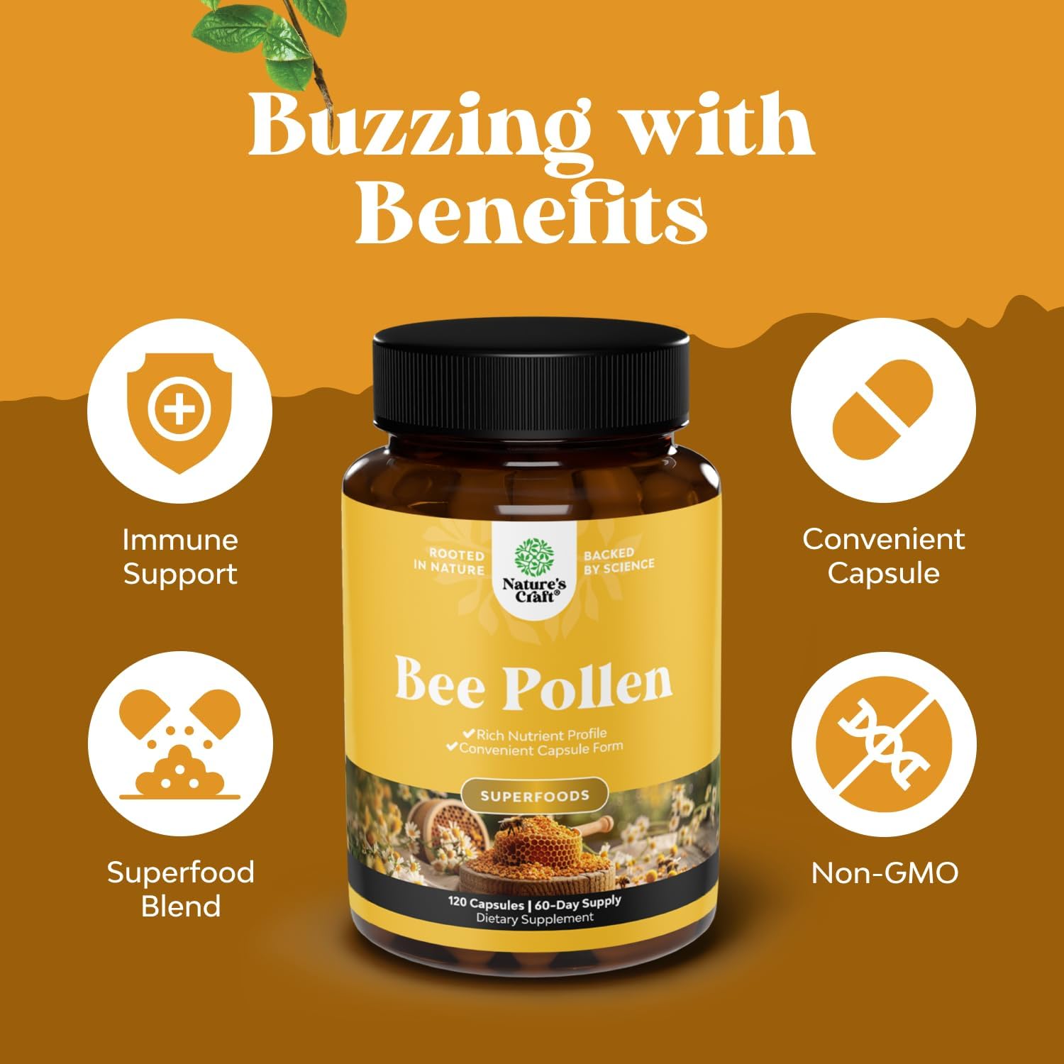 Complemento de Polen de Abeja – 120 Cápsulas – 1000 mg por ración