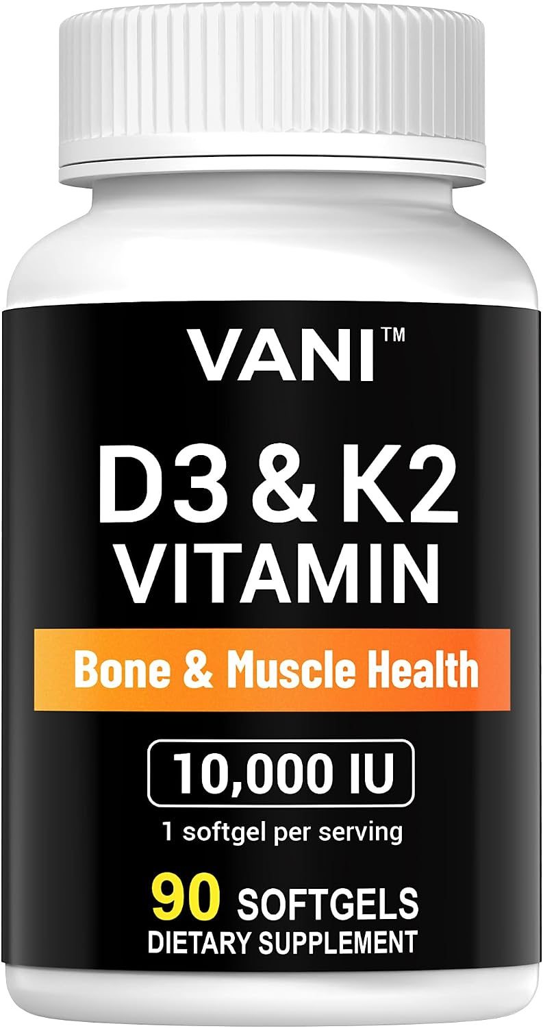 VANI Vitamins D3 + K2 (MK-7) 10000 UI 200 mcg, 90 Cápsulas Blandas