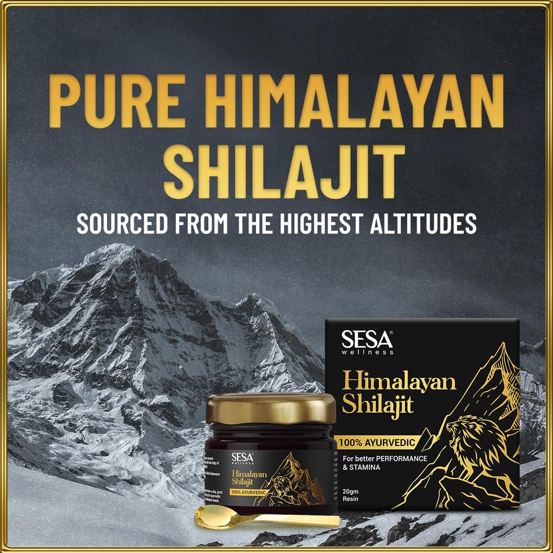 Sesa Himalayan Shilajit Resin – 100% Ayurvédico, 50 dosis de 400 mg con 80+ Minerales Traza y Ácido Fúlvico